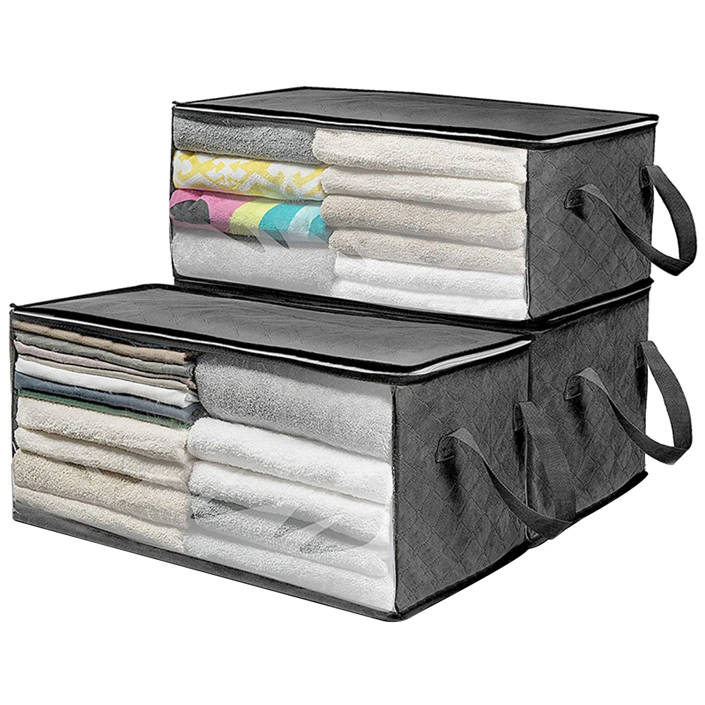 organizers Large Capacity Folding Under Bed Quilt Blanket Home Clothes Storage Bag Durable Dustproof Zipper Closure With Handle