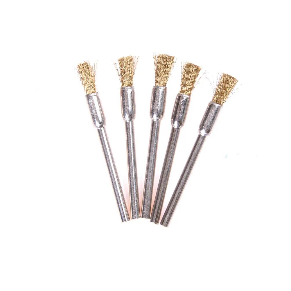 1 Set 5/10pc 미니 와이어 브러쉬 3mm X 5mm 황동 컵 휠 그라인더 또는 드릴 로타리 도구 금속 녹 제거 브러시 도구