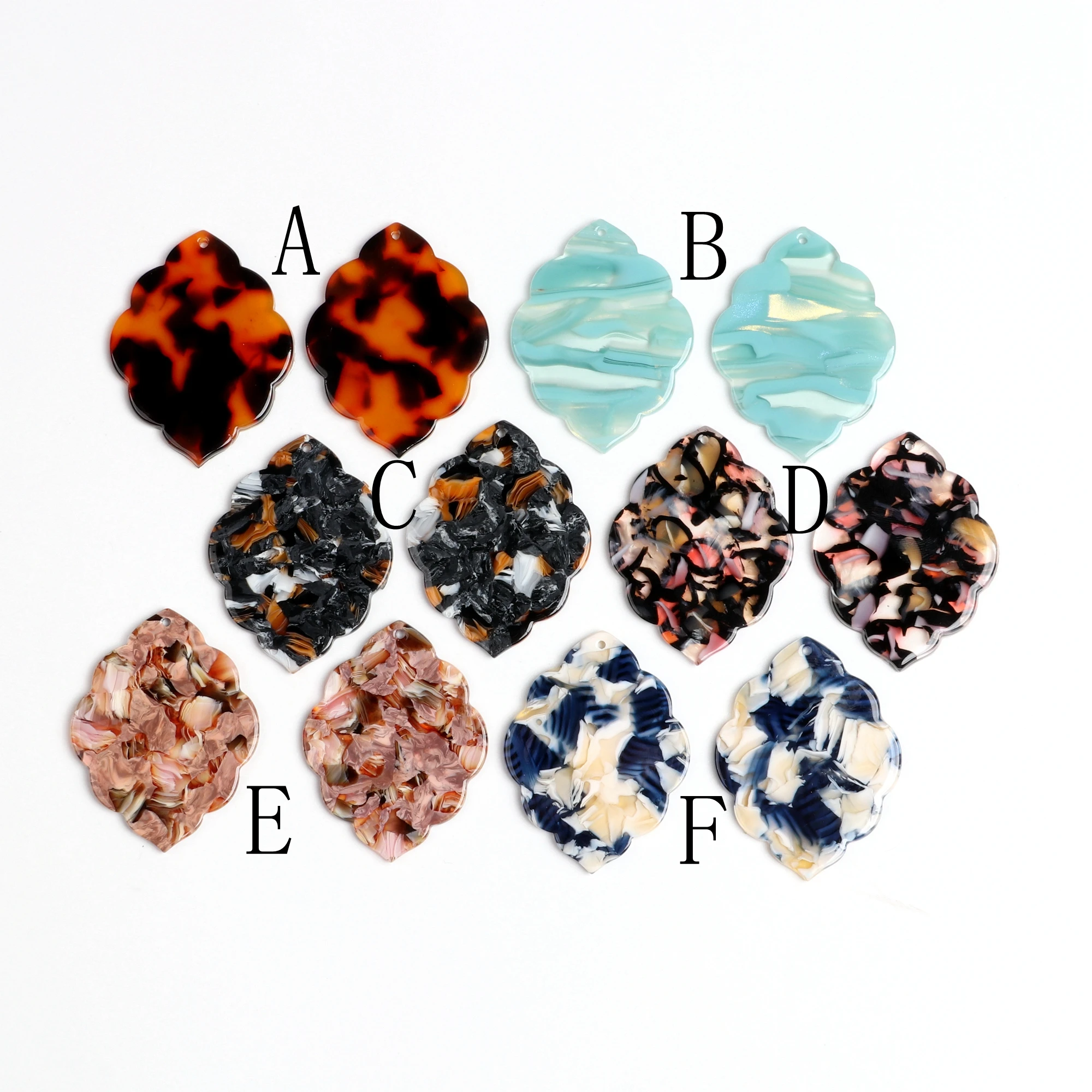 Tortoise Shell Earring Charms,Acetate Acrylic Lage Quatrefoil Shaped Pendant,Earrings Part,Big Earring Findings,41.5x32mm,ACE244