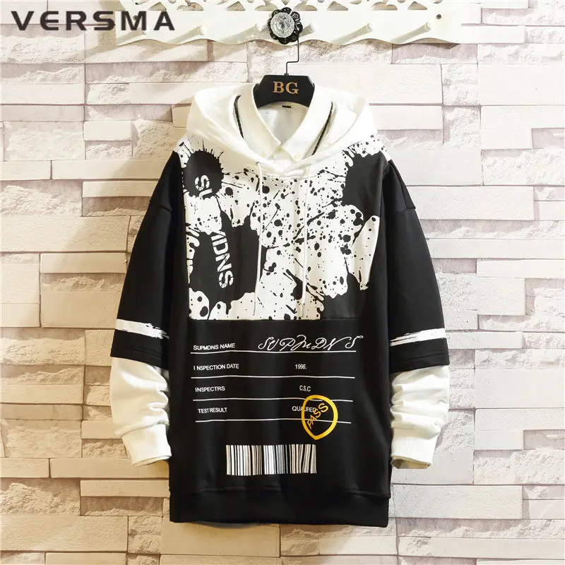 

VERSMA 2020 Autumn Cartoon Printed Cotton Fabric Hoodie Sweatshirt Men Women Japanese Streetwear Unisex Hoodie Male Dropshipping