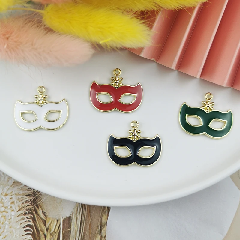 10pcs Alloy Enamel Charms Party Mask Masquerade Mardi Gras 20*25mm Pendant Crafts Making Findings Handmade Jewelry