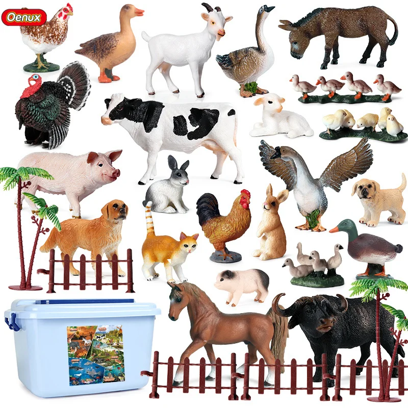 

Oenux 38PCS Farm Set Action Figures Cow Hen Pig Dog Horse Poultry Animals Model Figurine Miniature Cute Educational Kid Toy Gift