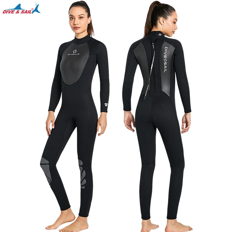 3mm Neoprene Wetsuit, Women Full Suit Scuba Diving Surfing Swimming Thermal Swimsuit Rash Guard - Euro Sizes S to 3XL