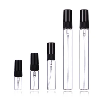 

100pcs 2ML 3ML 5ML 10ML Black Clear Portable Mini Perfume Glass Bottle Empty Cosmetics Bottle Sample Thin Glass Vials