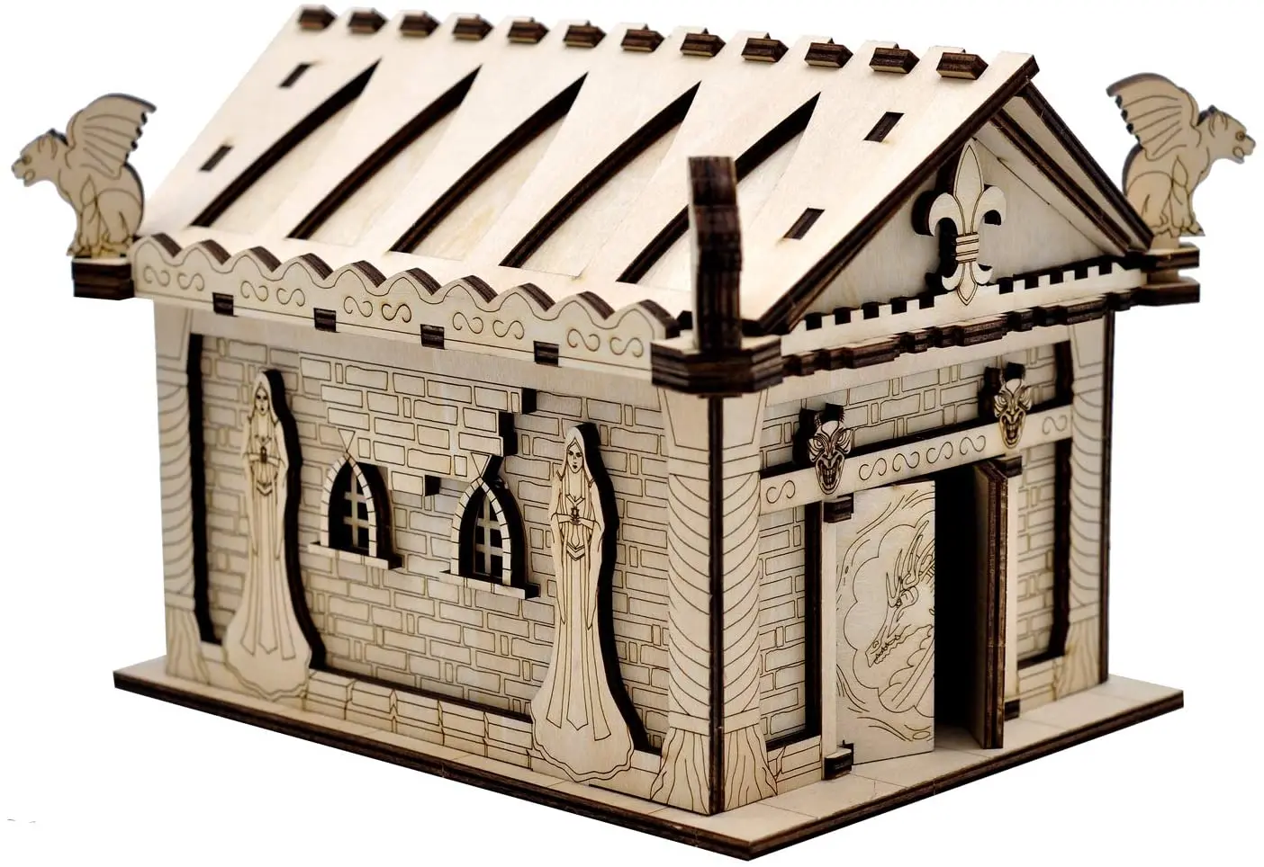 D&D Mausoleum Miniature with Tombstones and Sarcophagus Wood Laser Cut Fantasy Cemetery Terrain 28mm Scale Graveyard Scenery