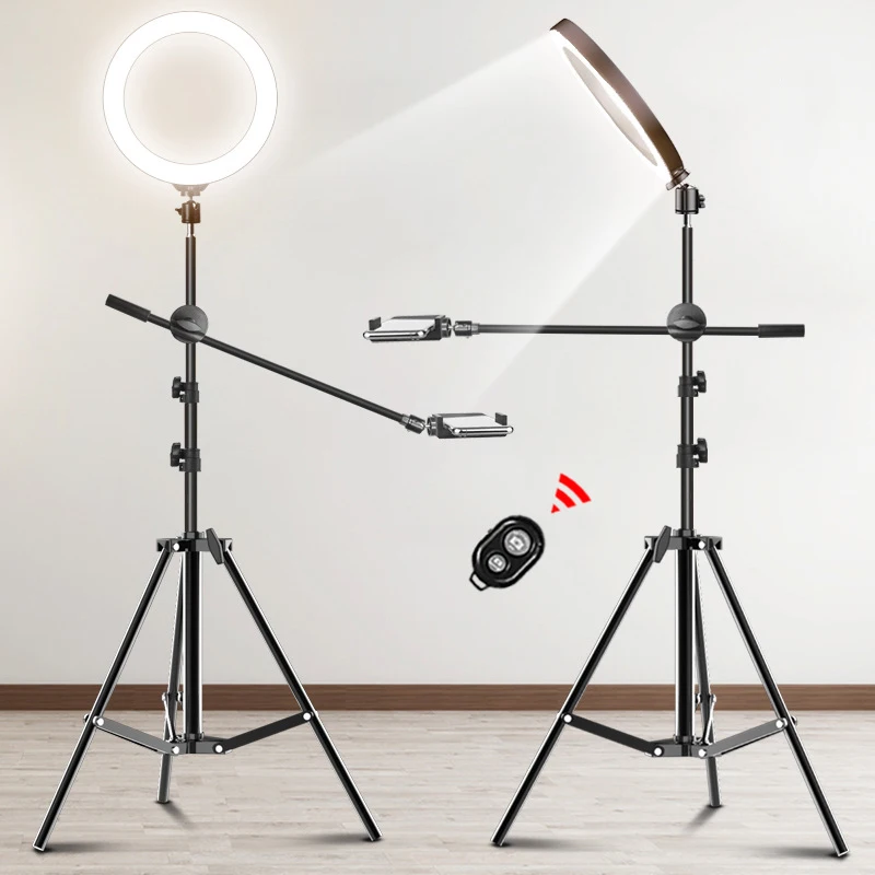 26CM Selfie LED Ring Light With Adjustable Desk Phone Shooting Bracket Stand Photography ringlight Tripod Stand Boom Arm Youtube