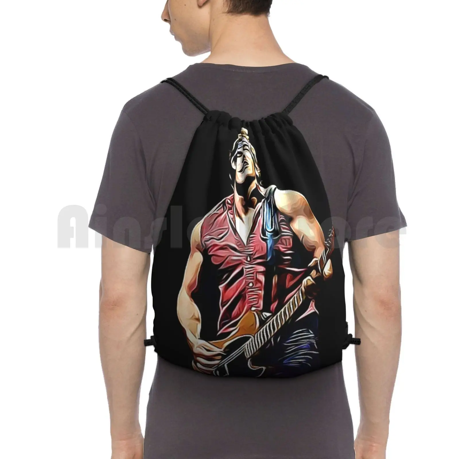 Backpack Drawstring Bag Riding Climbing Gym Bag Singer Musician Composer E Street Band Born In The A Guitar Music Heartland