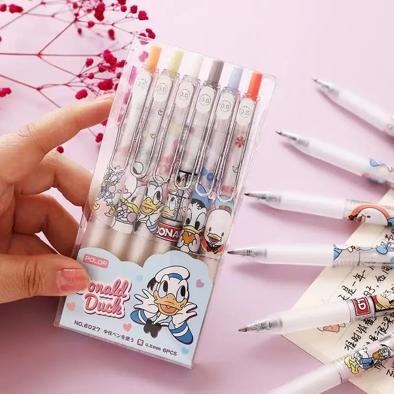 

48pcs/batch Disney cartoon gel pen Korean cute ballpoint pen black ink office signature pen simple and fresh writing pen gift