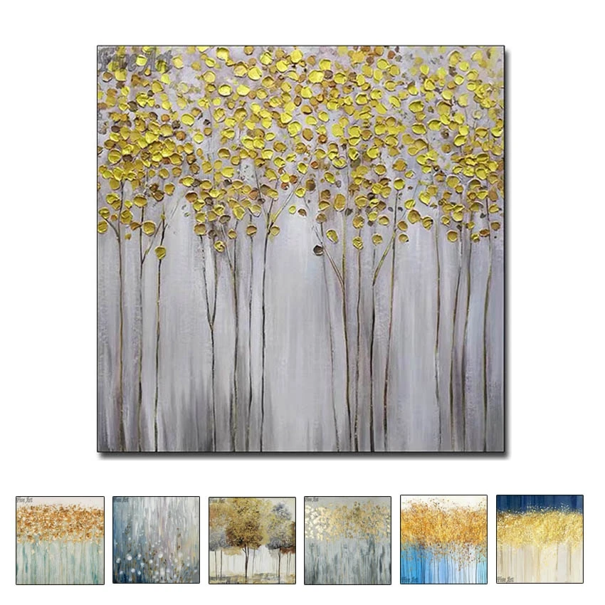 Handpainted Oil Paintings Pictures Living Room Wall Art Frameless 1 Pieces Romantic  Paintings Sliver Flowers Modular Home Decor