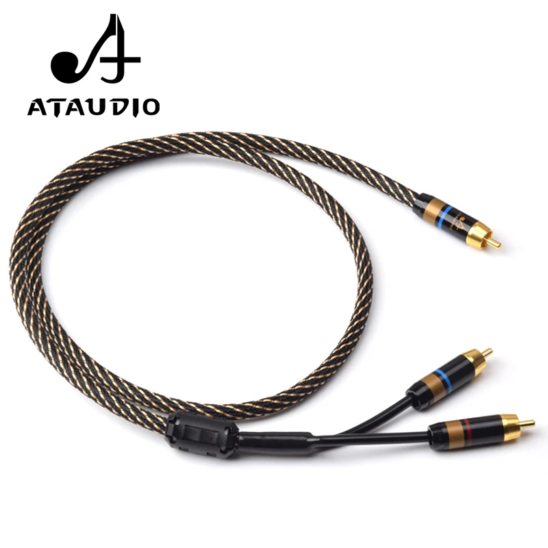 ATAUDIO HIFI RCA do 2 kabla subwoofera RCA wysokiej jakości jeden kabel Sub-2 Splitter Y kabel RCA