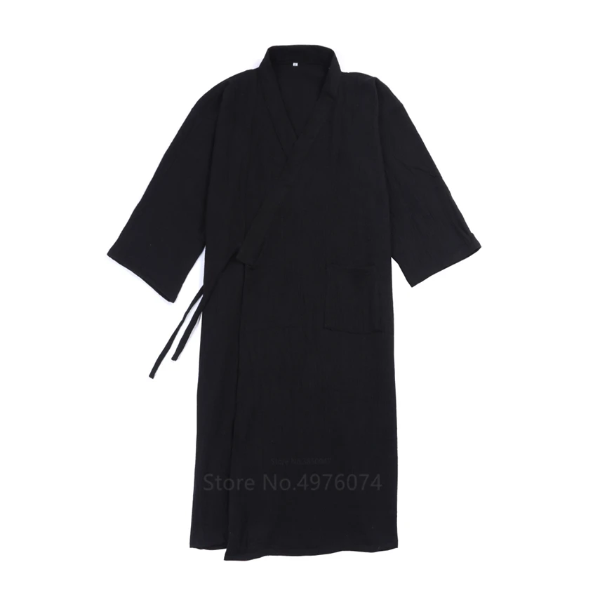 Quimono masculino japonês de algodão, pijama Yukata, estilo samurai, roupa de casa casual, roupa de casal amante