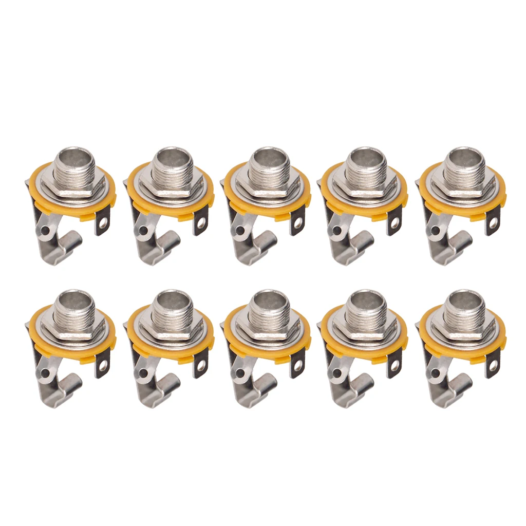 10 Pieces Zinc Alloy 1/4'' Jack Socket Input Output Jack Silver for Electric Guitar Parts