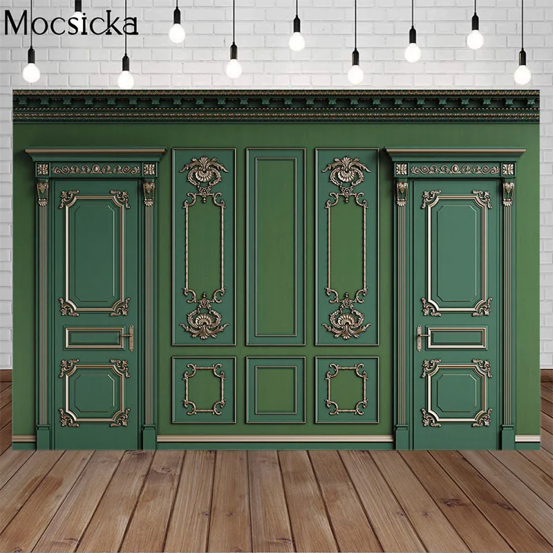 Mocsicka Green Door Photography Background Adult Child Portrait Backdrop Photo Decoration Props Studio Baby Shower