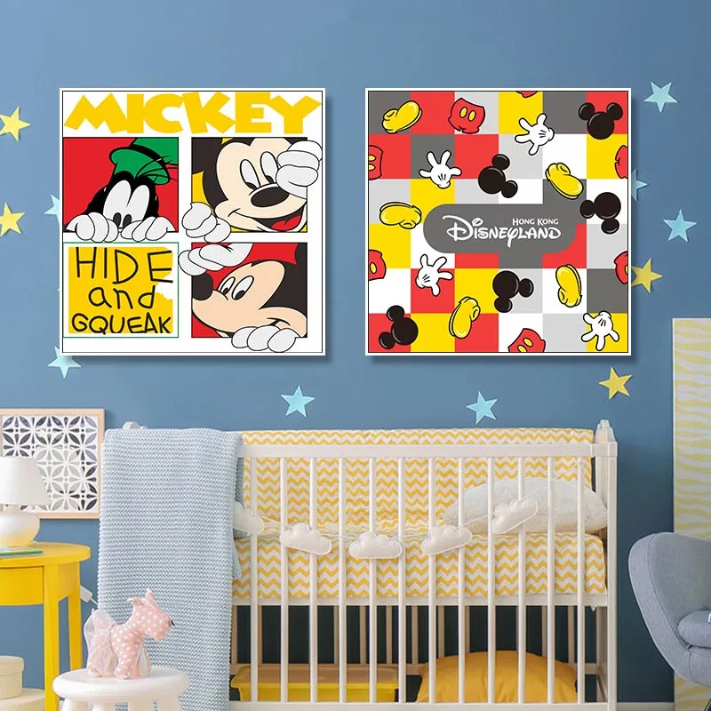 Disney Cartoon Canvas Painting Home Decor Mickey Mouse Prints And Posters Wall Art Variety for Kids Gift Living Room Decoration