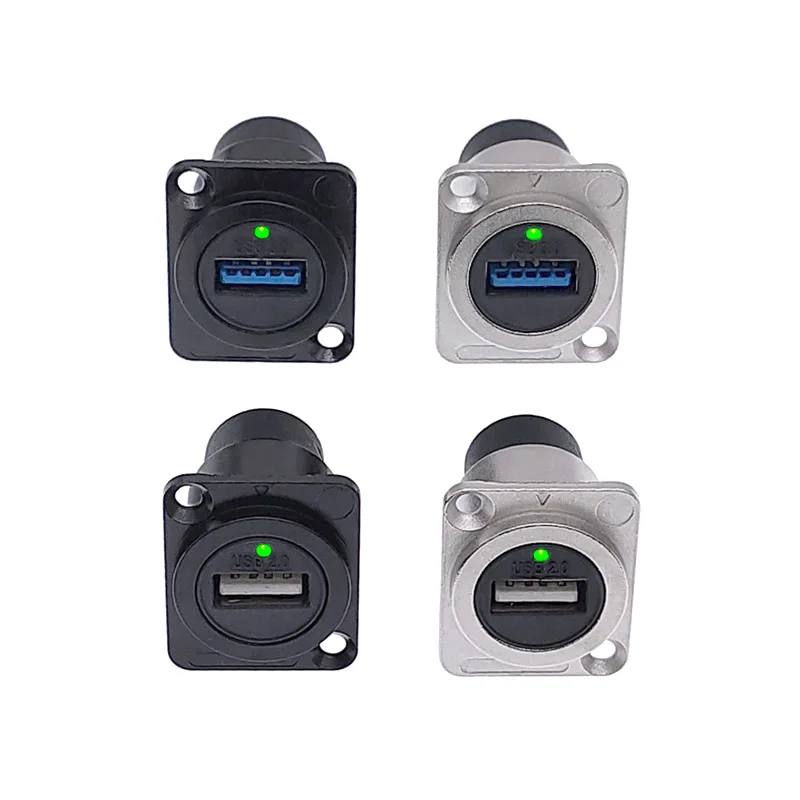 Złącze USB ze światłem LED USB 2.0 USB 3.0 typu D złącze żeńskie do żeńskiego do montażu panelowego Gniazdo USB