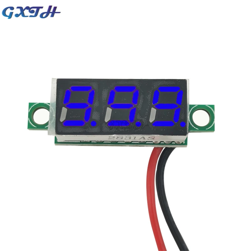 0,28 zoll 2 Draht Rot Blau Grün Digital LED Mini Display Modul DC 2,5-30V Voltmeter Spannung Tester panel Meter Gauge Auto-schlag-lichter Motorcyclecar