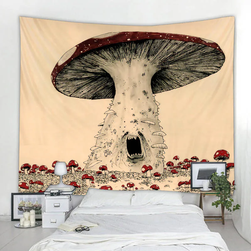 

Psychedelic Mushroom Tapestry Bohemian Room Wall Decoration Aesthetics Wall Mount Mandala Hippie Yoga Mat Big Beach Towel