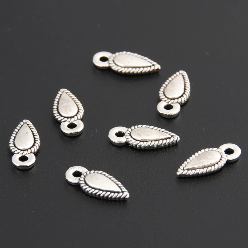 150pcs Silver Color 12x5mm Water Drop Charms Oval Shaped Pendant Fit DIY Handmade Metal Alloy Jewelry Making Finding Supplies