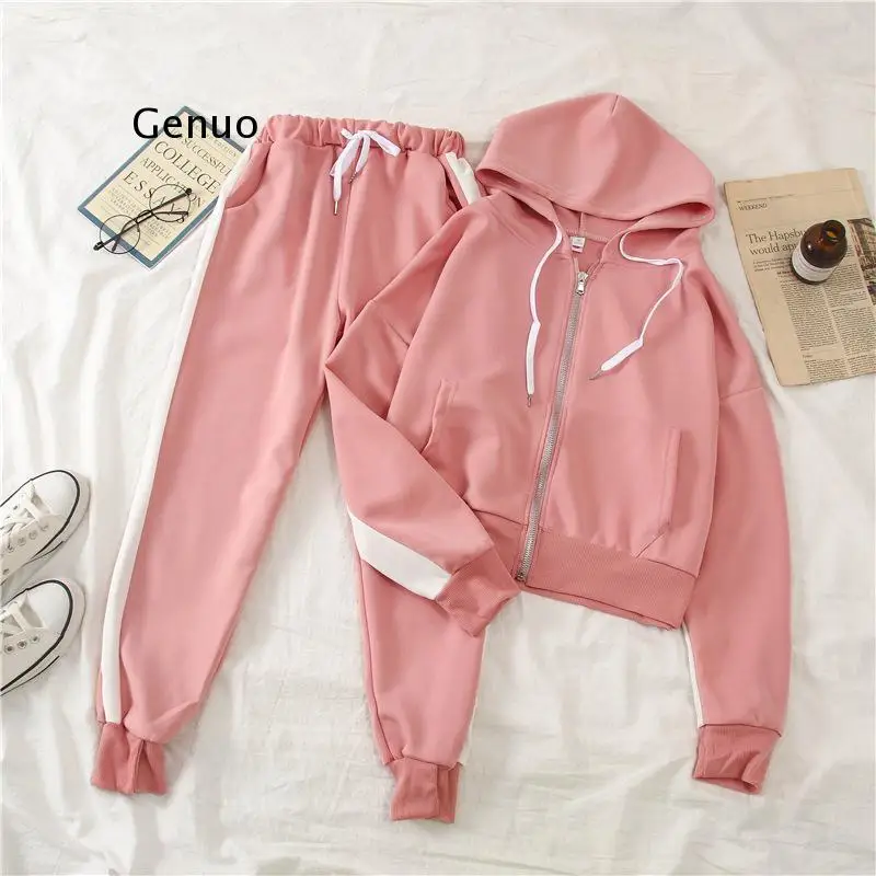 

Women's sports suit 2021 spring and autumn new Korean version loose two piece sports casual suit ins popular favorite hot sale