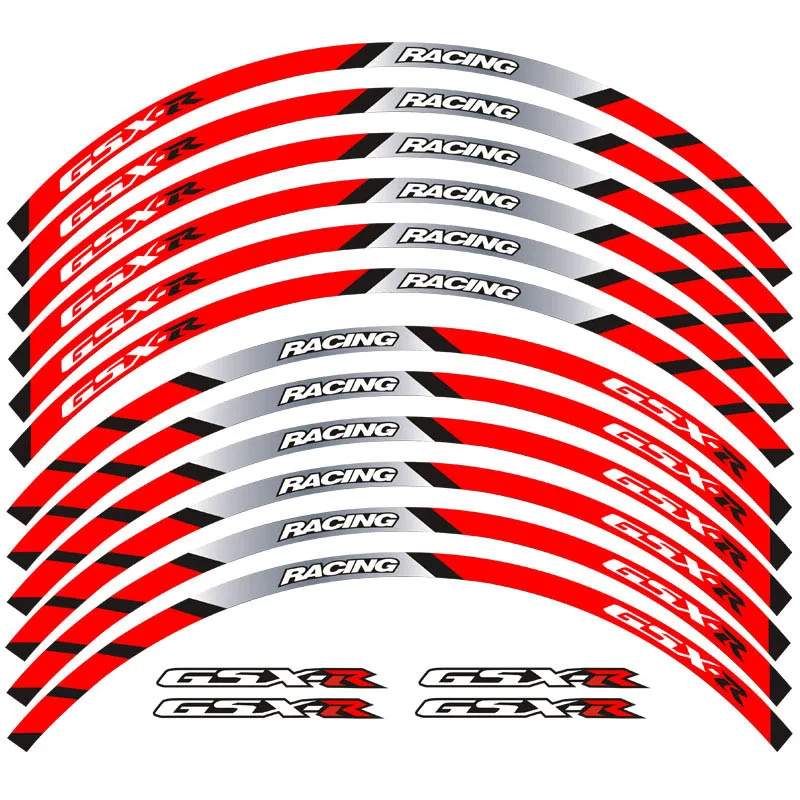 New high quality 12 Pcs Fit Motorcycle Wheel Sticker stripe Reflective  Rim For For Suzuki GSX-R GSXR600 750 1000 250 400