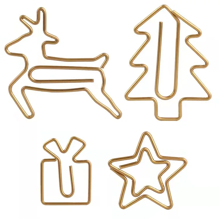 Christmas Tree Paper Clip Gold Star Paper Clip Deer Shape Paper Clip Metal Cute Paper Clips Decorative Paperclip Paperclips