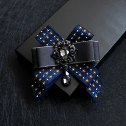 Fashion New Retro Vintage Design Bowtie Handmade Men's Rhinestone British Dress Wedding Groom Velvet Bow Tie for Men Accessories
