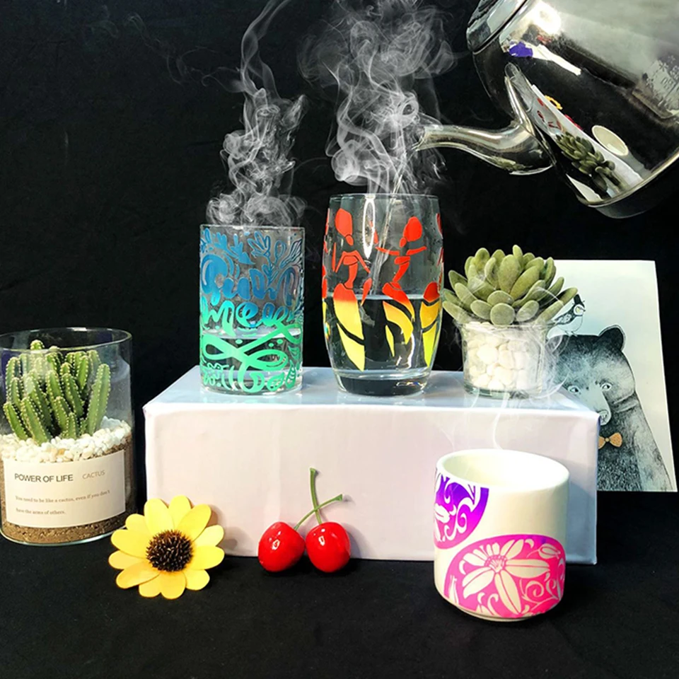 5Pcs Thermochromic Vinyl for Mugs - Heat Sensitive Color Changing HTV for DIY Coffee Cups,Cricut 10x12 Inch Sheets HDW01-03