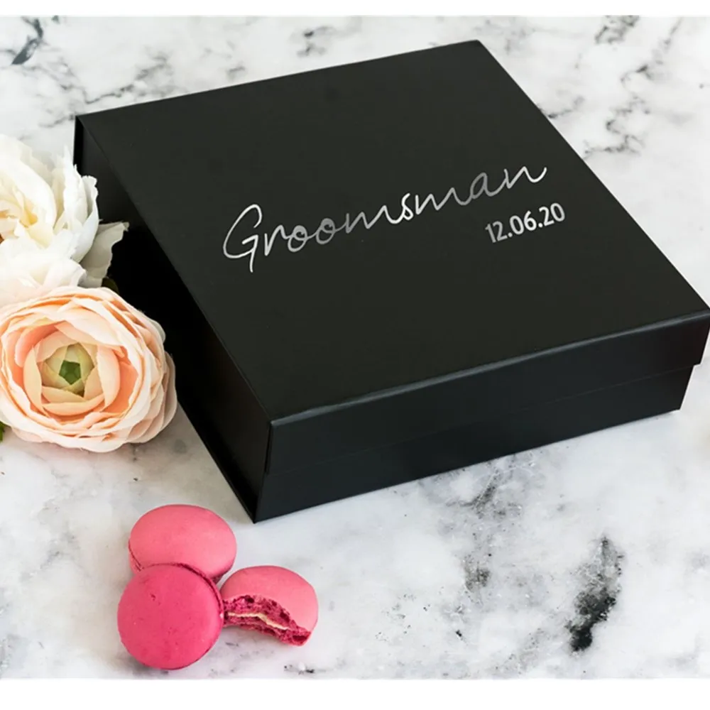 Personalized  biack Groomsman Bridesmaid Gift Box Wedding Gift Box pink Bridesmaid Proposal Box rose gold Bestman Proposal Box