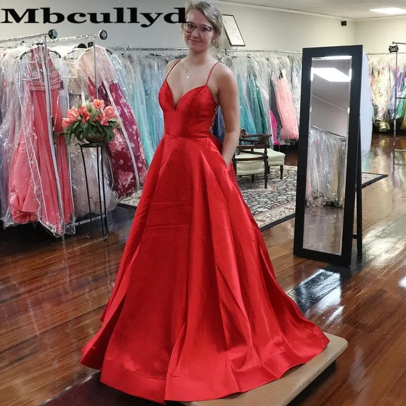 

Elegant Lovely V-neck Long Prom Dresses 2023 Cross Backless Red Evening Dress For Women Formal Sweep Train robe de soiree