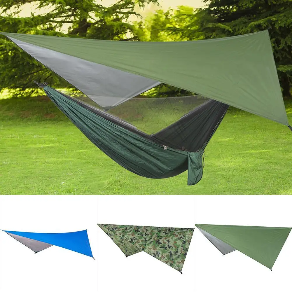 Large Hammock Waterproof Rain Fly Tent Tarp Lightweight Portable Waterproof Ripstop Easily Fold Sun Shelter UV Protection