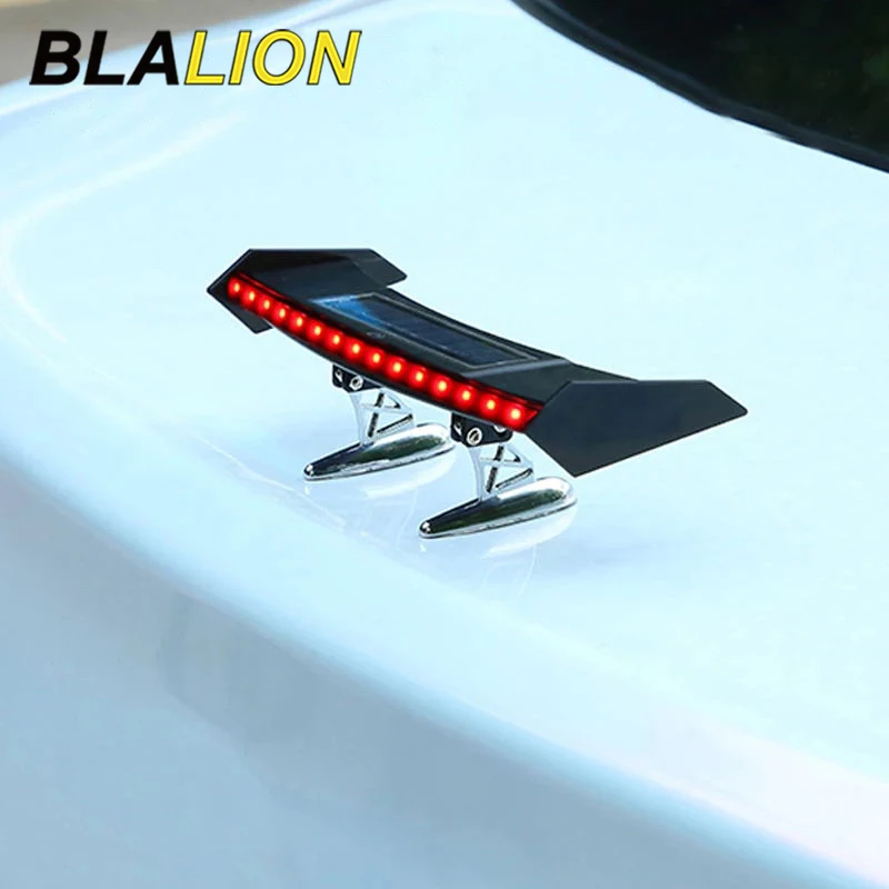 BLALION Car Mini Solar Tail Light LED Car Rear Spoiler Flashing Warning Waterproof Wing with Smart Sensor Modified Accessories