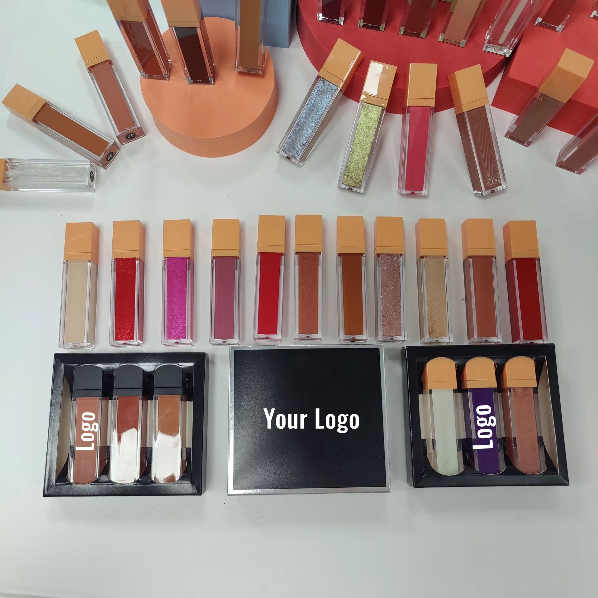 Bulk Makeup Glossy Plumping Vegan Lipgloss Base Private Label Vendor Custom LOGO Moisturizing Clear Lipstick Nude Lip Gloss Set