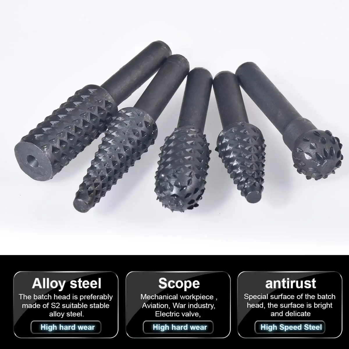 5PCS Drill Bit Set 1/4\'\' 6mm Shank Rotary Cutting Tools For Grinding Woodworking Knife Wood Carving Tool Burr Set