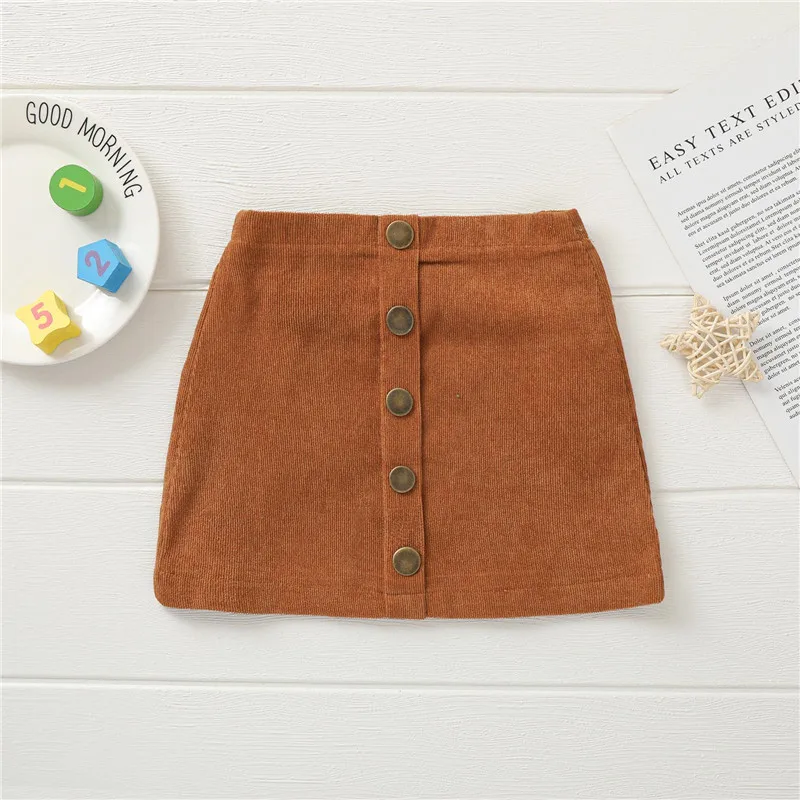 Blotona Newborn Baby Girls Fashion Mini A-line Skirt Children Stylish Solid Color Corduroy Skirt for Party Daily Wear 0-3Years