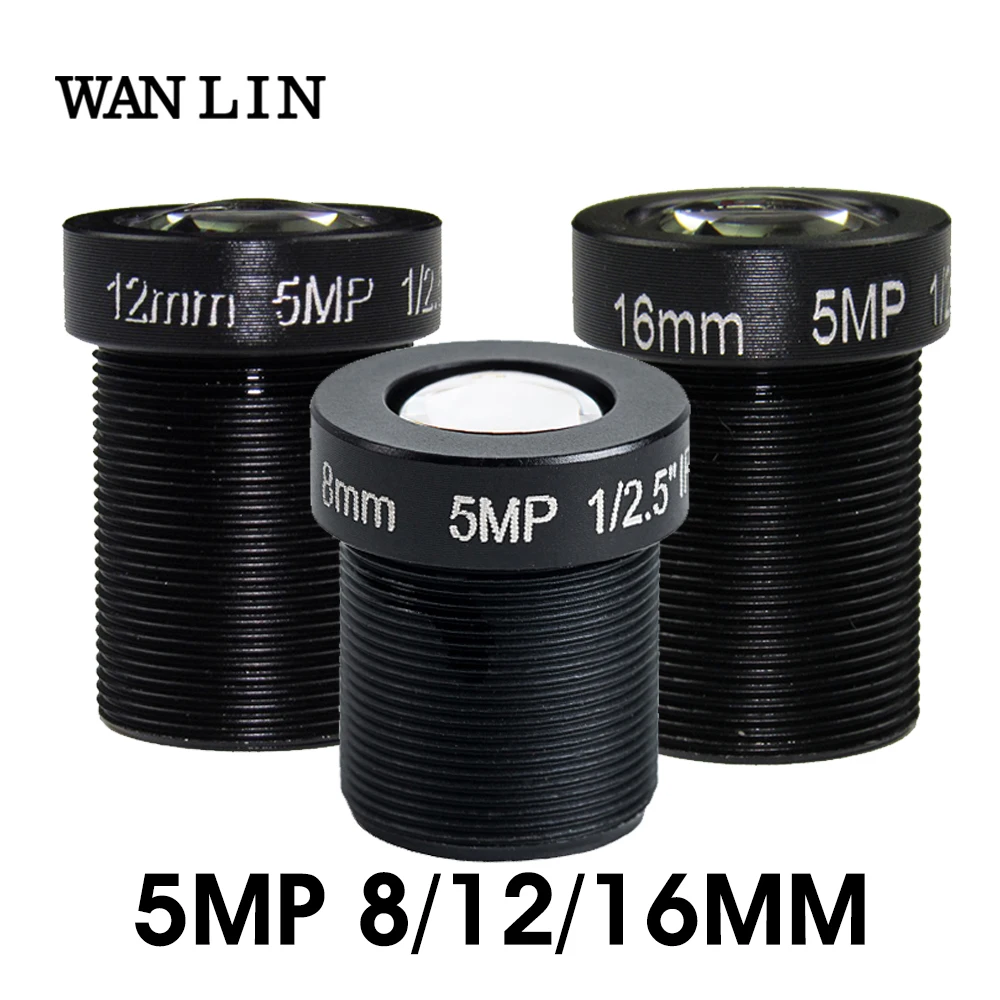 M12 5MP 8MM 12MM 16MM Obiektyw CCTV 5,0 megapiksela do kamery IP HD Security F2.0 1/2,5"