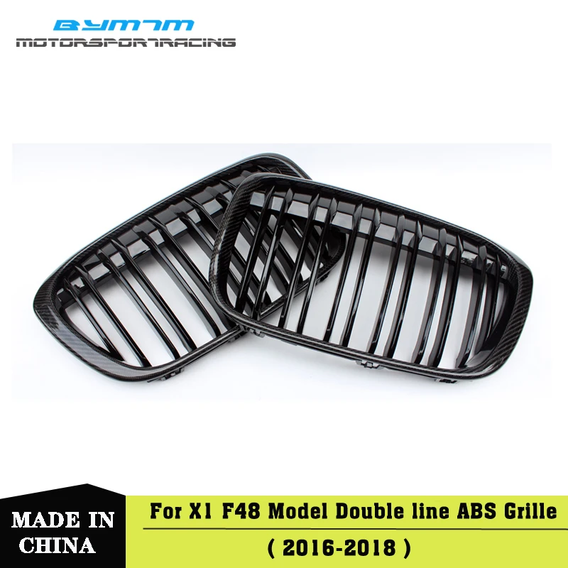 

Carbon Fiber Piano Black Front Bumper Racing Grills Kidney Hood Grille For BMW X1 F48 f49 2016-2019