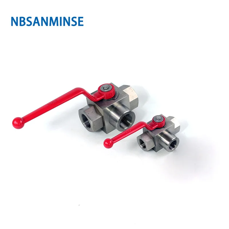 KHB3K NPT G 1/4 3/8 1/2 3/4 Hydraulic High Pressure Ball Valve Stainless Steel SS304 KHB 3 Way Valve 31.5MPa NBSANMINSE