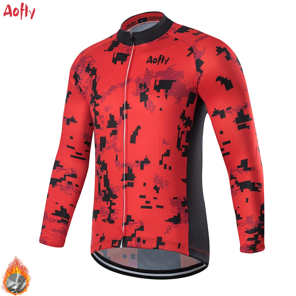 The Men Clothing New Aofly Ciclismo Invierno 2021 Racing Thermal Fleece Bicicleta Long Sleeve Cycling Bike Jersey Sport Bicycle