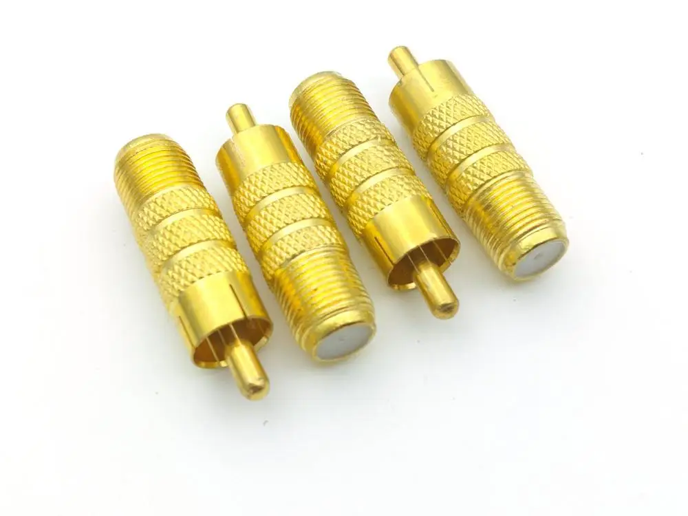 4 Stuks Vergulde Rca Male Plug Naar F Female Coax Jack Adapter Connector Kabel Koppeling