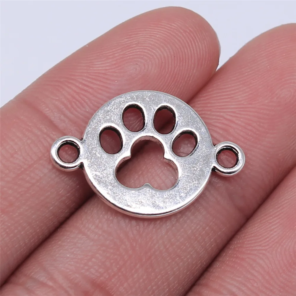 10pcs 24x16mm Cute Animal Dog Footprints  Paw Charm Connector Pendants  For DIY Jewelry Making