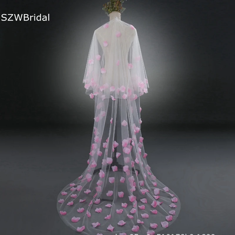 

Фата свадебная Длинная с цветами, пикантная свадебная фата цвета слоновой кости, свадебный аксессуар, 3 метра