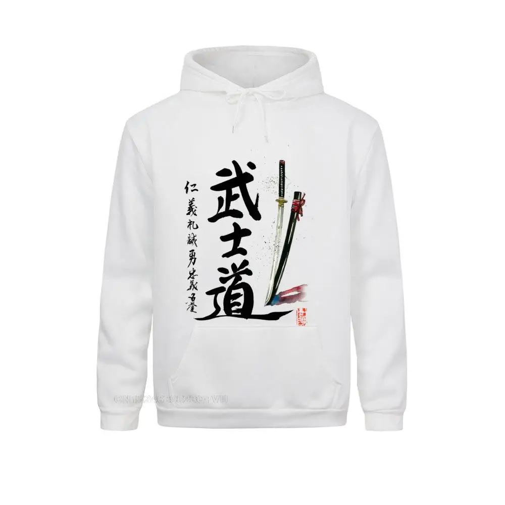 Bushido And Seven Virtues Of Samurai With Katana Men's Sweater Novelty Pure Cotton Tees Anime Hoodie Tops