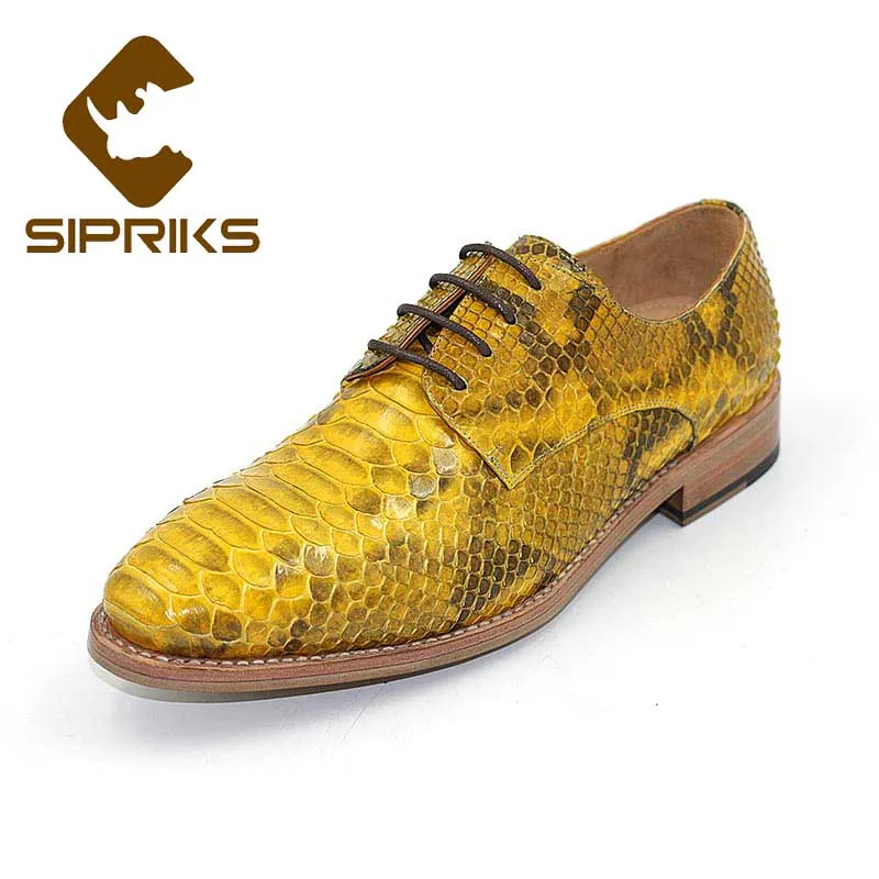 Sipriks Imported Yellow Gold Snakeskin Gents Suits Shoes Men\'s Formal Tuxedo Shoe Italian Custom Leather Outsole Goodyear Luxury