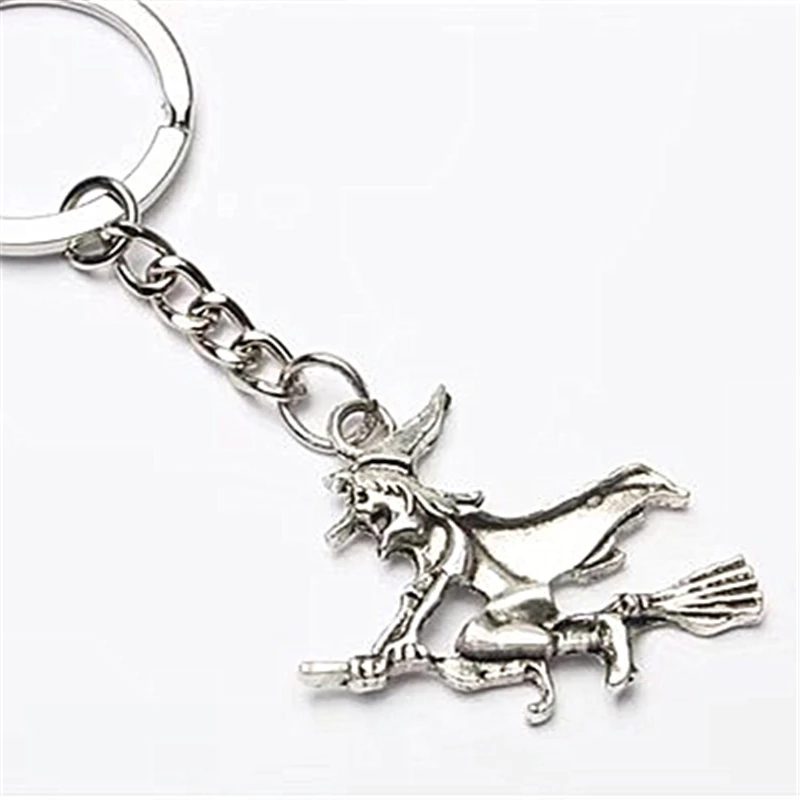 Handmade Witch Charm Little Magician On Broom Halloween Broom Riding Miniblings Witch Hat Keychain Wizard Hat Key chain