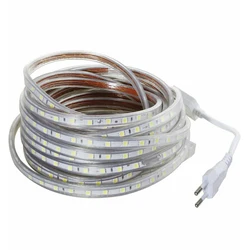 220V LED Strip Light IP67 Waterproof SMD 5050 Led Strip Flexible EU Power Plug 60led/m 1M 2M 3M 5M 10M 15M 20M Indoor Outdoor