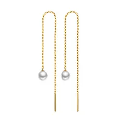 MinaMaMa Stainless Steel Tassel Long Imitated Pearl Earring For Women Girls Minimalist Threader Earrings New Trendy Jewelry