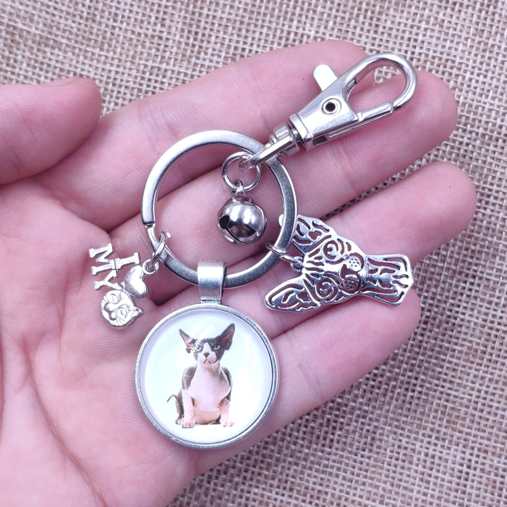 Sphynx Siamese Persian Maine Coon Exotic Shorthair Bengal Cat Lynx Keychain Time Gem Animal Pet Key Ring Men Women Party Gift