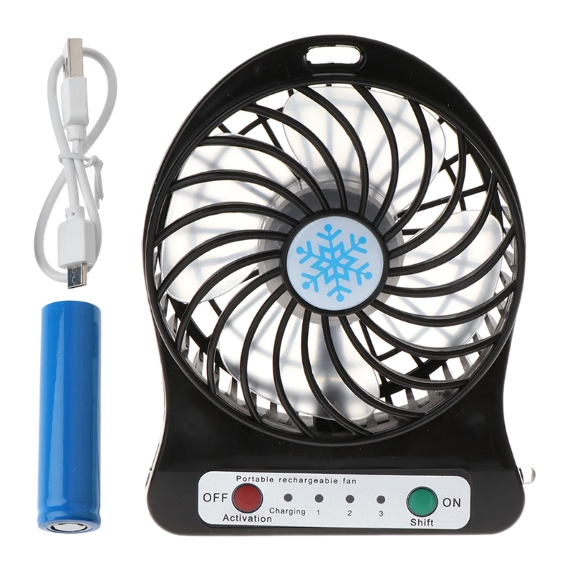 Portable Outdoor LED Light Fan Air Cooler Mini Desk USB Fan With 18650 Battery Drop Ship