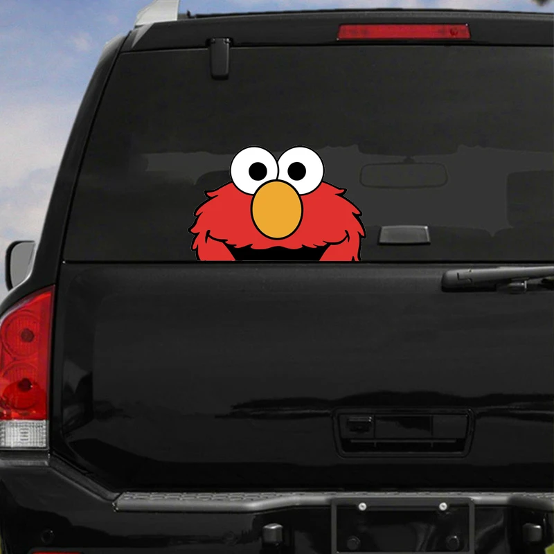 Elmo dos desenhos animados espreitando adesivo de carro pára-brisa pára-choques capacete da motocicleta decalque alta qualidade kk vinil capa arranhões decoração automática