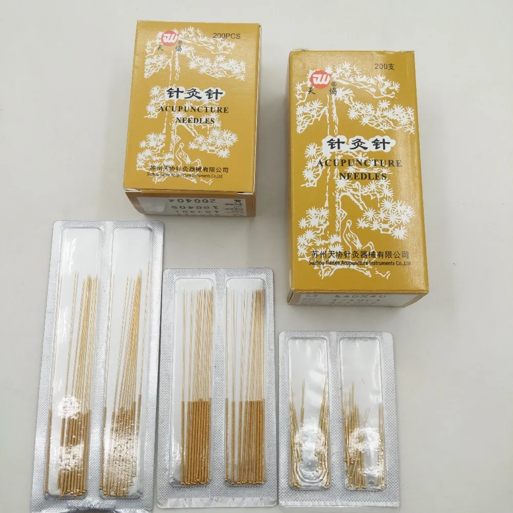 200pcs Non-disposable acupuncture gold-plated / silver surface backshank acupuncture needle reusable guasha 0.25/30/35/40/45mm